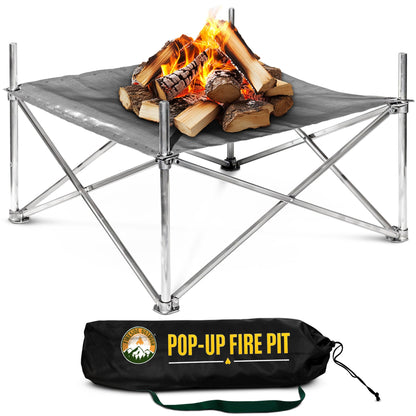 Fireside Outdoor Pop-Up Fire Pit 24" Ultra Lite Weighs 3.2 lbs - Folding FirePits for Outside, Outdoor Small Firepit Portable, Campfire Burn Pits, Camping Fire Pit Portable Holds 80 lbs of Firewood