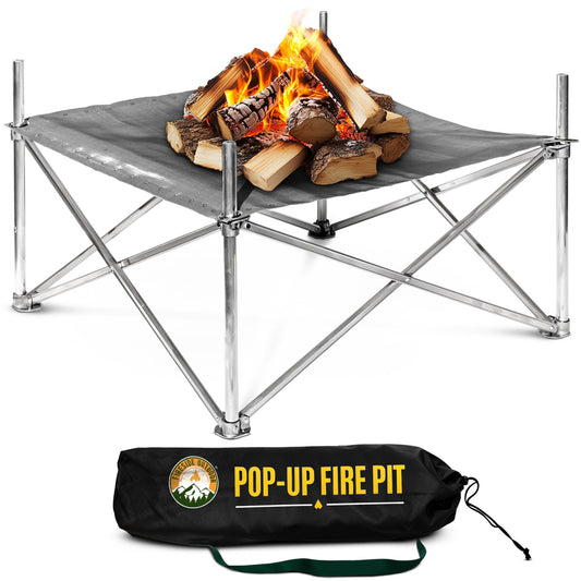 Fireside Outdoor Pop-Up Fire Pit 24" Ultra Lite Weighs 3.2 lbs - Folding FirePits for Outside, Outdoor Small Firepit Portable, Campfire Burn Pits, Camping Fire Pit Portable Holds 80 lbs of Firewood