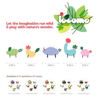 Taksa Toys Locomo Friends V Waldorf Educational Outdoor Play Figures, Montessori Wooden Animal Toys for Kids 3 4 5 6 7+, Open-Ended Learning & Creativity, Nature Eco Toys, Gifts (Set of 5)