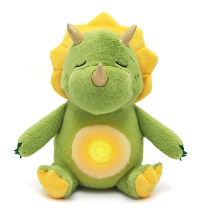 Breathing Dinosaur Plush Toys with Light and Sound, Triceratops Dinosaur Stuffed Animal, Adjustable Singing Night Light, Green Dino Plush Toy Gift for Kids, 11.8 inch
