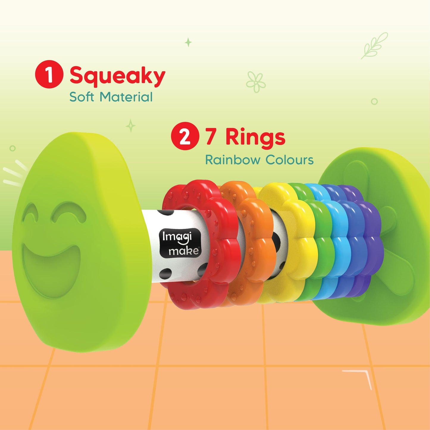 Imagimake Tummy Time Roller | Leaps & Bounds Baby Toys for 3+ Months | Early Learning Toy for Toddlers & Infants | 2-in-1 Play & Grow - Squeaky Sounds | Non-Toxic | Newborn Baby Gift for 3+ Months