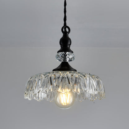 CVKASH Vintage Glass Pendant Light Fixture Black Modern Adjustable Chandelier Hanging Light for Farmhouse Dining Room Kitchen Bedroom Hallway Island