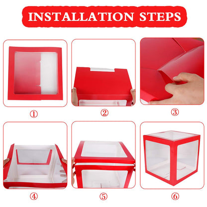 Christmas Decorations Large Red Transparent Light Box, Holiday Party Home Fireplace Decor