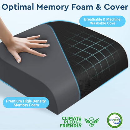 SofterCharm Seat Cushion, Memory Foam Office Chair Cushions for Long Sitting Hours, Chair Pad for Sciatica, Coccyx, Tailbone, Hip Pain & Pressure Relief, Office, Home, Car Seats, Airplane, Black/Large