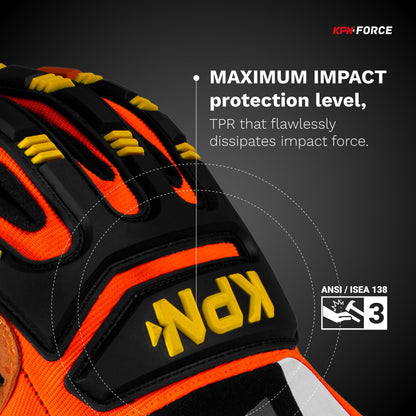 KPN CR5 Work Gloves for Men & Women, Cut & Impact Resistant with Dotted Synthetic Palm Grip, for Mechanical & Heat Hazards - Large (Pack of 1)