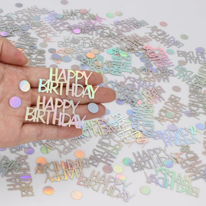 Blopee Birthday Confetti for Table Happy Birthday Decorations, 270 PCS Iridescent Confetti for Iridescent Party Decorations