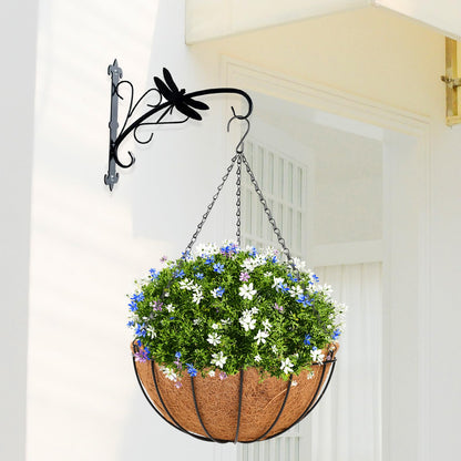 HKZ Hanging Basket Planter Plants Outdoor - 4 Pack 12 Inch Metal Hanging Planter with Coco Liners, Chain Hook Hanging Flower Pots for Indoor Outdoor Garden Porch Decoration
