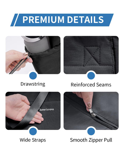 sportsnew Yoga Mat Bag Tote Yoga Gym Bags For Women Men with Waterproof Wet Pocket & Hook-and-loop, Quick Access Storage Yoga Mat Bag Carrier, Black
