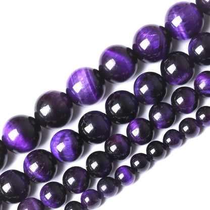 45PCS 8MM AAA Purple Tiger Eye Stone Beads Natural Gemstone Bead Crystal Healing Energy Jewelry Making DIY 15 inches