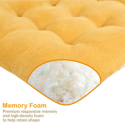 Non-Slip Rocking Chair Cushion, Premium Tufted Rocker Seat Back Pad with Ties, Sturdy &Comfort Thick Padding Pillow Chair Mat Cushions for Outdoor/Indoor Office Home Dining Room Kitchen Patio-Yellow