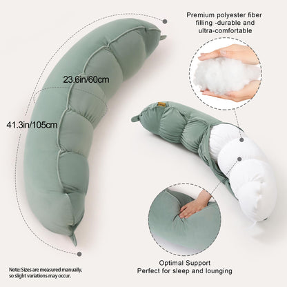 Ailuteie Peallow(Pat. Pend) – Long Round Body Pillow for Adults, Bolster Pillow for Sleeping, Soft and Supportive Pillow for Sleeping & Lumbar Support