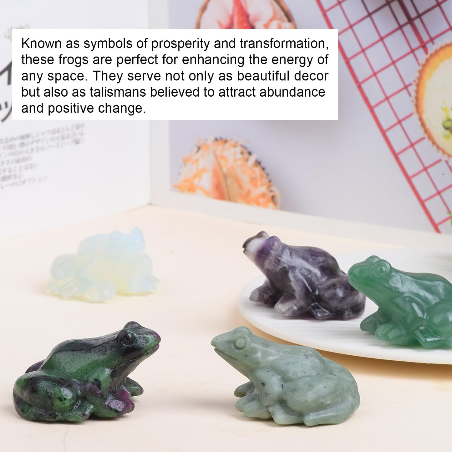 QLRSUXN 2 Inch Ruby Zoisite Frog Crystal Figurine，Frog Gifts Healing Crystal Decor，Frog Garden Statue Stone Energy Gemstones, in Bedroom Office Christmas Meditation Gifts Aquarium Decoration