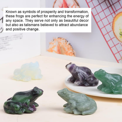 QLRSUXN 2 Inch Green Aventurine Frog Crystal Figurine，Frog Gifts Healing Crystal Decor，Frog Garden Statue Stone Energy Gemstones, in Bedroom Office Christmas Meditation Gifts Aquarium Decoration