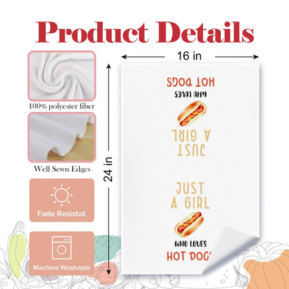 YRDBGHZDF Coquette Pink Bow Hot-Dog Kitchen Towels, Gifts for Hot Dog Lovers Dish Tea Towels, Food Lover Foodie Gifts Decorative Hand Towel for Kitchen, 16x24 Inch Set of 2