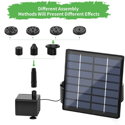 AISITIN Solar Water Pump for Outdoor Features, 2026 Upgraded DIY Fountain Kit With 6 Nozzles, 9.8ft Power Cord, for Bird Bath, Ponds, Garden, Fish Tank Solar Powered Water Fountain Pump