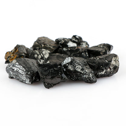 CRYSTALINES 10pcs Wholesale Natural Raw Karelia Shungite Gemstone, Untreated Rough Stone, Bulk Loose Supplies, DIY Jewelry Making, Chakra Healing Crystals, Birthstone, Gem Collection, AAA Grade