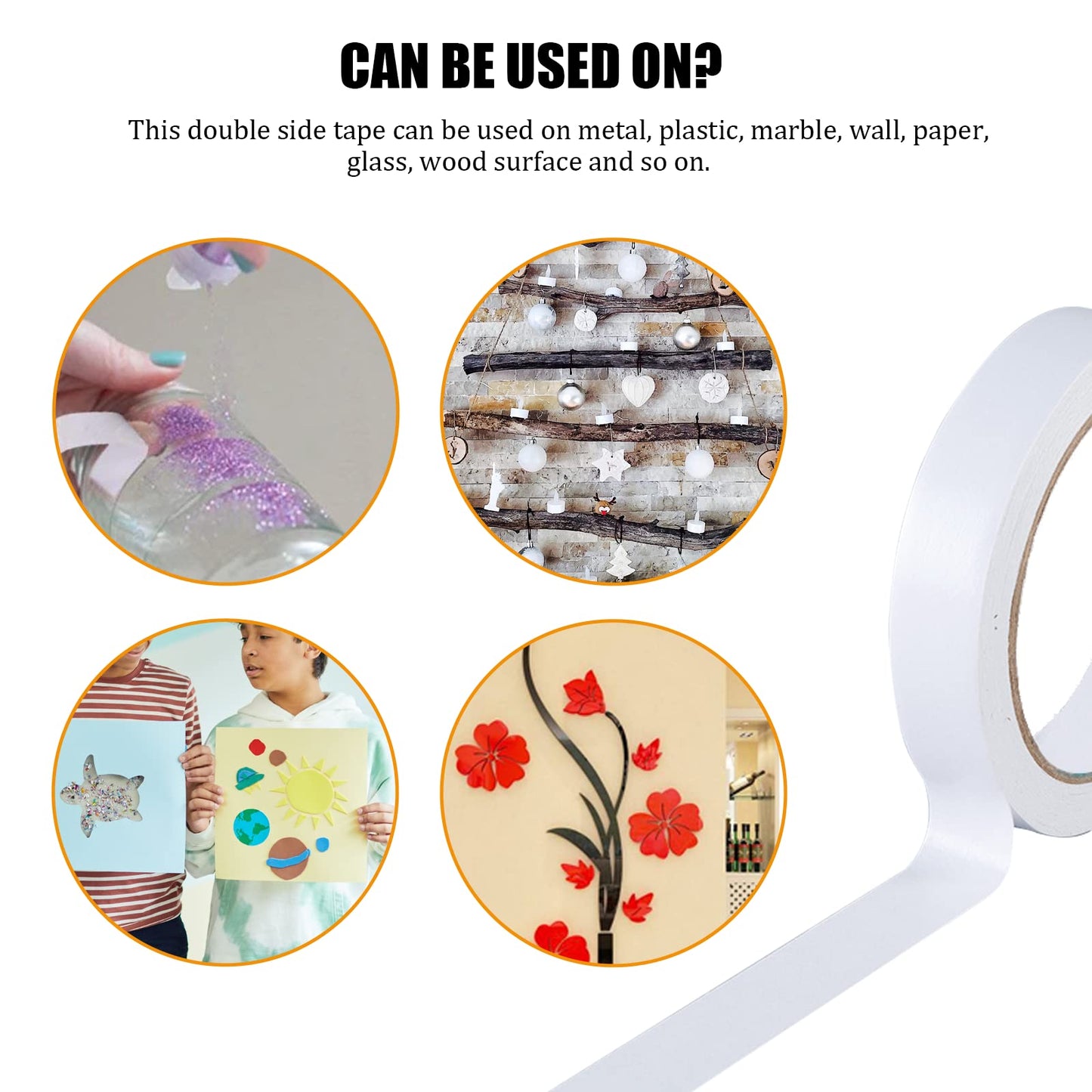 Double Sided Tape for Crafts, Double-Sided Tape for Arts, Scrapbook Supplies, Photography, Gifts Box, Scrapbooking, Card Making, Paper Backing, Tear-by-Hand, 6 Roll Heavy Duty Multi-Size Adhesive Tape