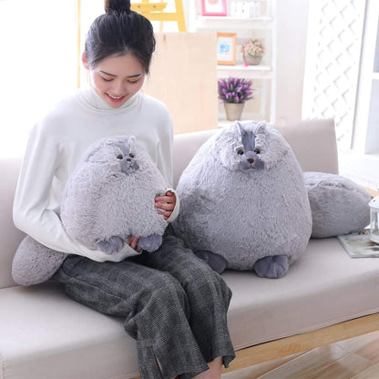 Winsterch Kids Large Cat Stuffed Animal Toys Gift Big Plush Cat Animal Baby Doll, Fat Gray Plush Cat Toy for Boys (Gray, 20 Inches)