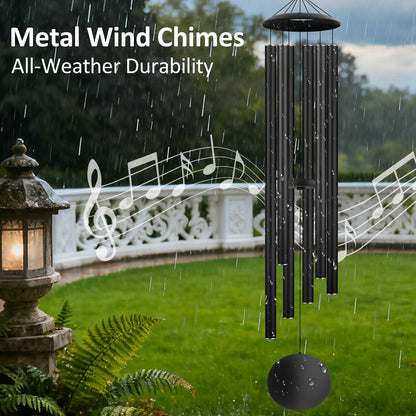 54" Large Wind Chimes for Outside Deep Tone - Gift Box Packaged, Soothing Windchimes Outdoors with 6 Thickened Aluminum Tubes for Garden Decor, Gifts for Mother's Day, Friends and Loved Ones (Black)