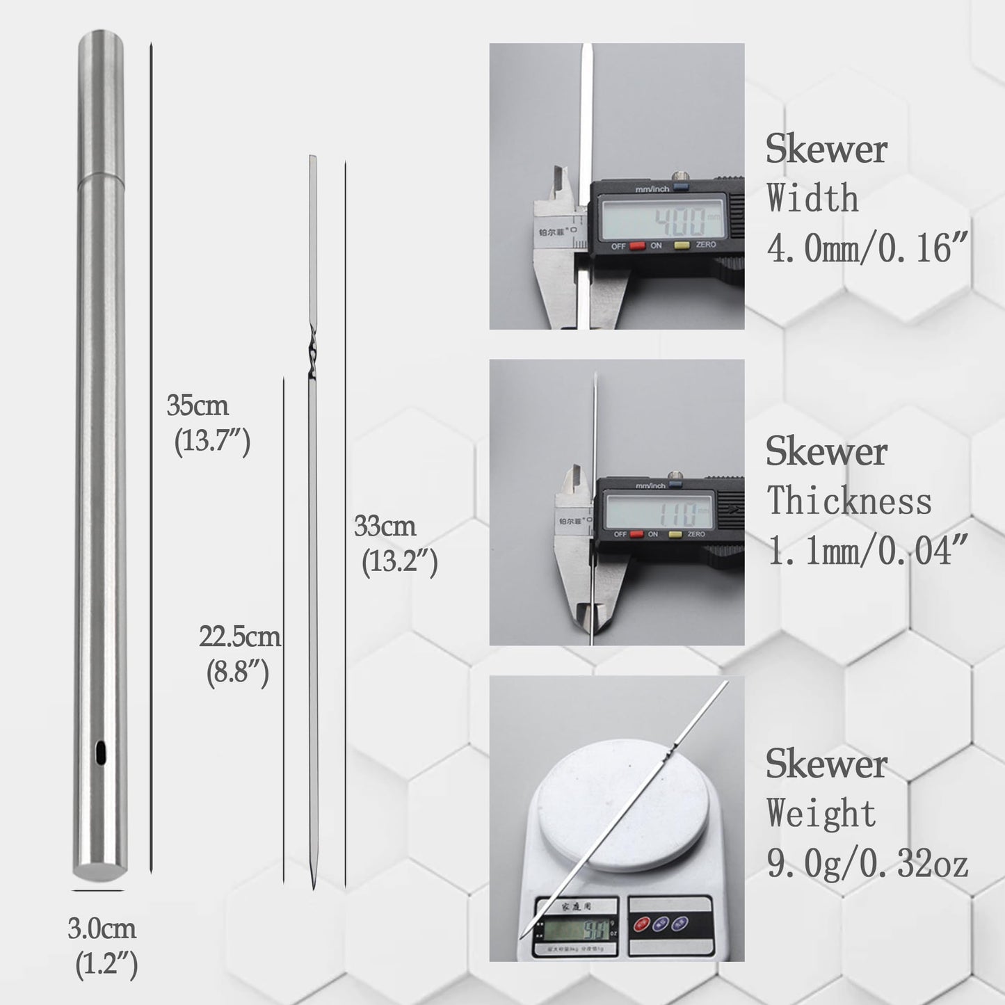 【30-PACK 304 Stainless Steel with Holder】Titan Skewers for Grilling – Flat BBQ Skewers with Storage Tube | Food-Grade, Rust-Proof & Dishwasher Safe | 13.2" Kebab Sticks for Meat, Veggies & Shrimp