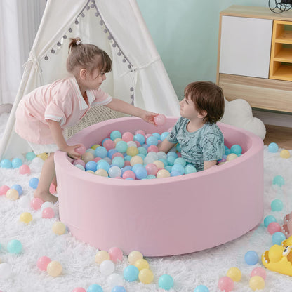 SHJADE Ball Pit for Toddlers, 35.4"x 11.8" Foam Ball Pits, Indoor Soft Round Baby Playpen for Children, Ideal Gift for Toddlers, Pink, (Balls not Included)