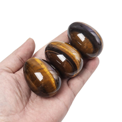 favoramulet Polished Stone Egg for Easter Day, Palm/Pocket/Worry Enegry Healing Crystal Display Sphere Figurine Fengshui, Tiger's Eye Stone 1.8" x 1.3"