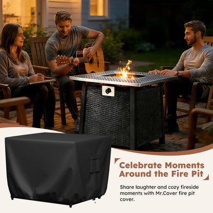 MR. COVER Square Fire Pit Cover 30 Inch, Heavy Duty 600D Waterproof Fire Pit Table Cover, Rip-Proof Fade Resistant Outdoor Firepit Cover with Drawstring & Air Vent, Fits