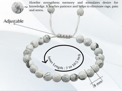 Amazing Gemstone Howlite Bracelet for Women - Chakra Mens Bracelet Protection Crystals and Healing Stones - Blessing Spiritual Meditation Gift Christmas Stocking Stuffers
