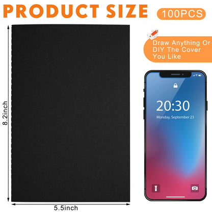 Mimorou 100 Pcs Journals Notebooks Bulk - Kraft Softcover A5 Small Notebooks 5.5 Inch x 8.3 Inch Notepads with 60 Page 30 Sheet for Writing Sketch Travel Office Supplies(Black,Lined)