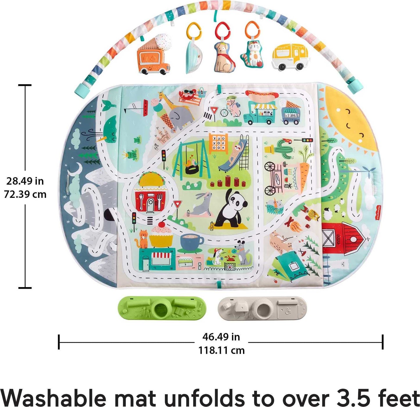 Fisher-Price Baby Playmat Activity City Gym to Jumbo Toddler Vehicle Mat with Music & Lights for Developmental Play Newborns Ages 0+ Months