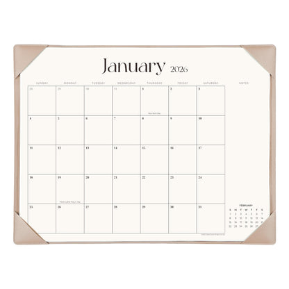 Simplified Desk Calendar 2026 with Desktop Mat, Cabbrix Large Desk Pad Calendar 21" x 16-1/2" Runs From January 2026 to June 2027, Desk Blotter Calendar for Home School and Office (Apricot)