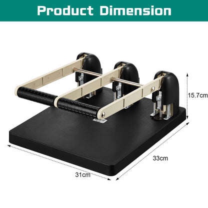 Harloon 3 Hole Puncher for Binder Metal 150 Sheet Capacity 13 x 12.2 x 6.2 Inch Black Silver Paper Punch Large Heavy Duty Puncher Lever Handle for Office Essentials Accessories Print Shops Home