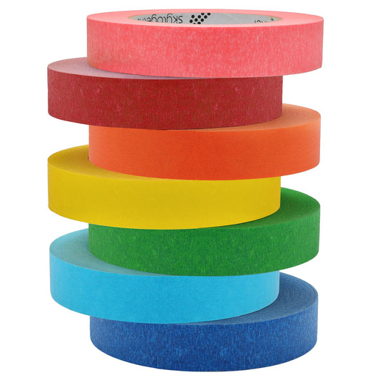 skytogether Colored Masking Tape 1 Inch Wide Rainbow Color Tape Rolls for Kids Classroom Colorful Painters Tape Colors Art Craft Tape, 1 Inch x 60 Yards, 7 Rolls