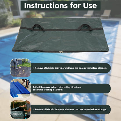 YEXEXINM Pool Safety Cover Stowaway Bag with 4 Carry Handles 48x57 Inch Waterproof Heavy-Duty Pool Cover Storage Bag Pool Cover Stowaway Bags for Winter Pool Covers & Safety Covers Packing