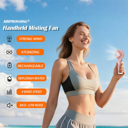 AIRPROSSING 3 Pack Misting Fan Portable - Handheld Mini Rechargeable with 4 Speeds & Water Mist - Ideal for Travel, Camping, Outdoor, Home, Office, Makeup,Commute