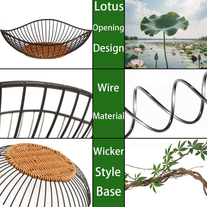 Wuqoioo Metal Wire Fruit Basket, Wire Fruit Dish Kitchen Fruit Basket Stand Fruit Bowls Rustic Wire Fruit Bowl For Fruits, Veggies (Round brown)