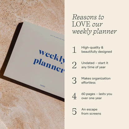 Papier Joy Weekly Desk Planner - Beige | 1 Page Per Week | Weekly Plan Section & Next Week Notes | TearOff Design | Table Top Office Essentials | 52 Sheets | Undated | Time Management & Organizer Gift