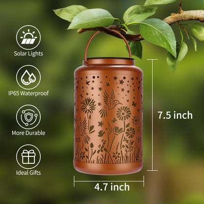 GOLFOEE Mothers Day Gifts Solar Lanterns Outdoor Waterproof Hummingbird Solar Lights Outdoor Waterproof for Garden, Birthday Gifts for Women Mom Grandma, Garden Lights for Backyard, Patio Decor