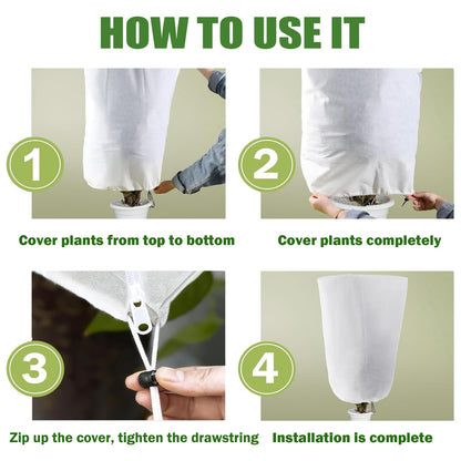 NICOLEKAY 5-Pack Plant Covers Freeze Protection, Drawstring Tree Cover, Winter Freeze Plant Protection, Tree Jacket Frost Blanket for Outdoor Plants, 23.6" x 31.5"