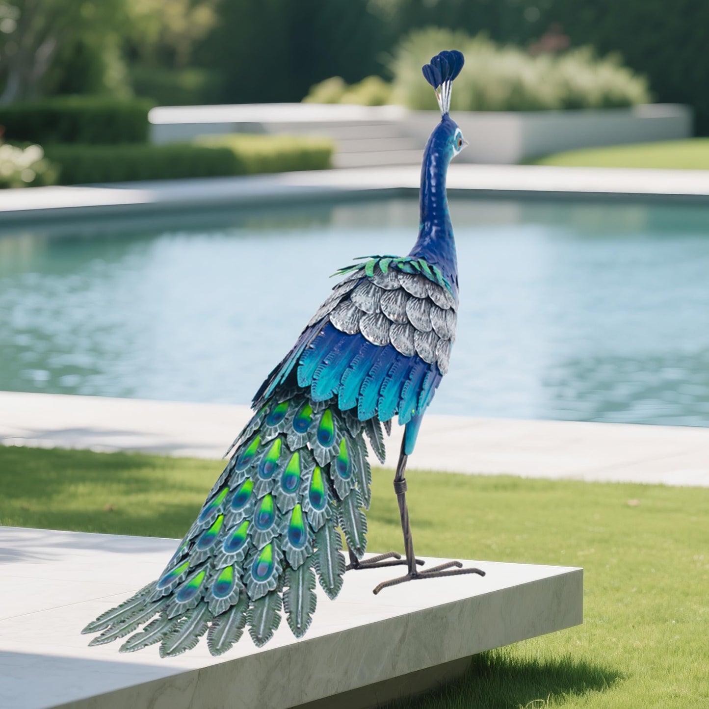 chisheen Metal Peacock Statue Garden Decor Yard Art Sculpture Outdoor Decoration for Lawn,Patio,Backyard,Housewarming Birthday Gifts for Women,Mom,Grandma