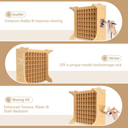 Bucasso Large Capacity Plastic Model Tool Storage Paint Rack - Holds 72 Pieces, Compatible with Vallejo Modular Paint Rack, MDF Material, GK12