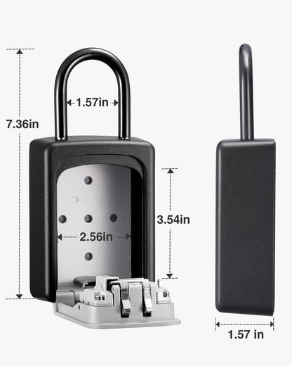 Puroma Lock Box, Large Key Lock Box Resettable Combination Code Lockbox, Portable Wall Mount Lockbox Security Safe Box for Outside Outdoor Home Office Door Handle House Key, Gray (1 Pack)