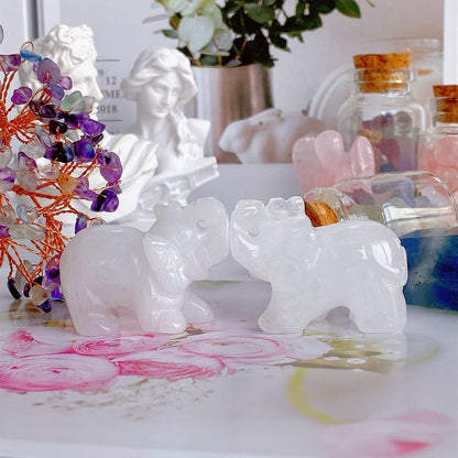 QINJIEJIE Clear Crystal Elephant Crystals Luck Elephant Decor Pocket Polished Statue GuardianStones Figurine Car Office Room Cute Desk Decor Spiritual Christmas Stocking Stuffers Gift Meditation