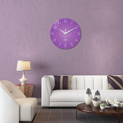 XNM Large Wall Clock for Girls Room 20 Inch Purple Clock Battery Operated Glass Minimalist Quiet Wall Clock Modern