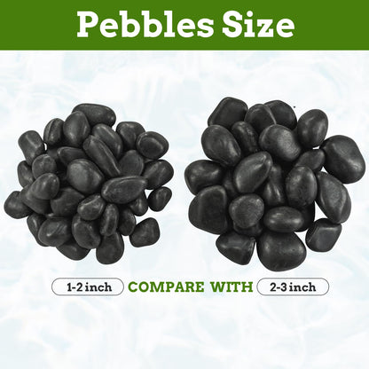 VINICS 1-2 Inch Black Pebbles for Plants, 2 lbs River Rocks Decorative Black Stones, Ideal for Fish Tank, Vases, Crafting, Home Decor and Garden Landscaping Rocks