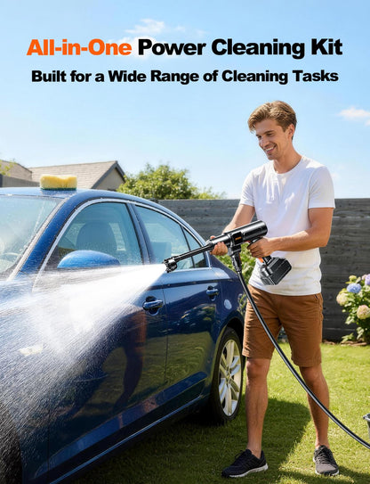 JXIAA PSI 3.0 GPM Battery with Multi-Level Adjustment, 6-in-1 Nozzle & Foam Cannon, 32ft Hose for Car & Home