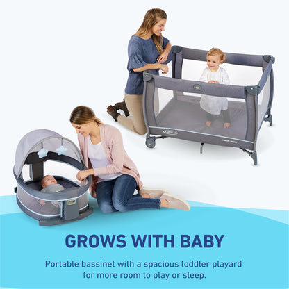 Graco® Pack n Play Dome LX Playard with Baby Bassinet Lightweight Portable Crib Push-Button Fold Travel Crib Redmond Convertible