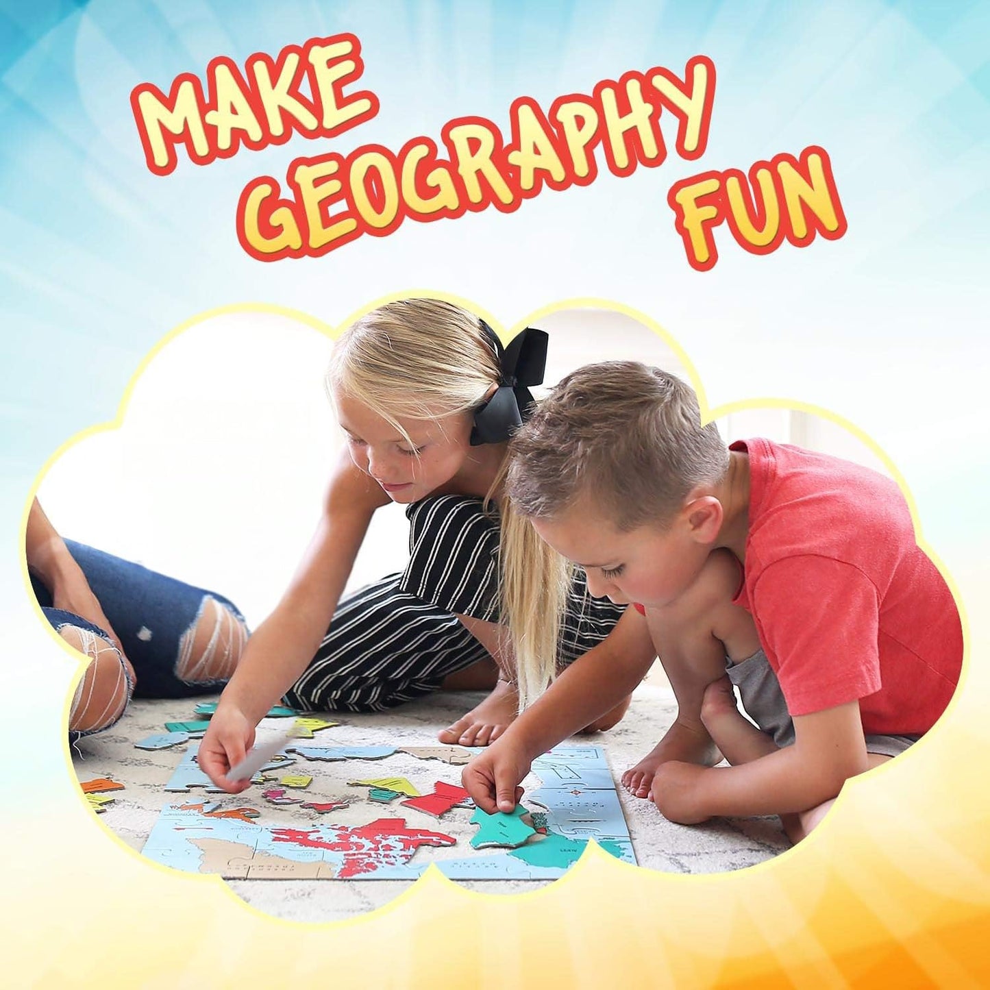 GeoToys GeoPuzzle, Country Jigsaw Puzzles Set of 6, Geography Game & Map Puzzle, Educational Games & Kids Learning Activities, Puzzle Gifts for Children Ages 6-9, Fun Learning Toys for Kids