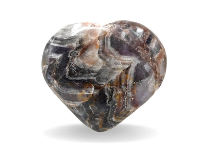 Amazing Gemstone Amethyst Chevron Crystal Heart Palm Stone - Pocket Massage Worry Stone for Natural Body Chakra Balancing, Reiki Healing and Crystal Grid