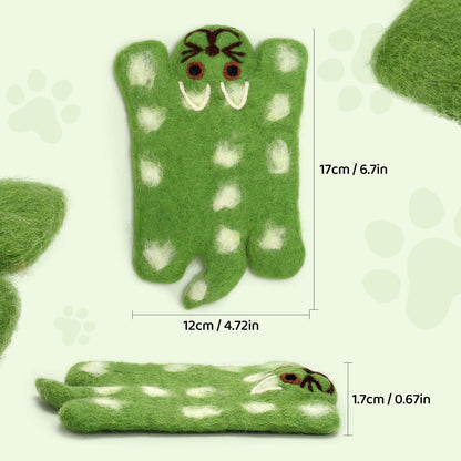 Handmade Wool Felt Cat Coasters Set - 3 Adorable Cats - Shaped Drink Coasters,Non-Slip Cup Mats for Cat Loves, Cute Kitty Design for Coffee Table, Desk, and Home Decor (Eco-Friendly & Absorbent)